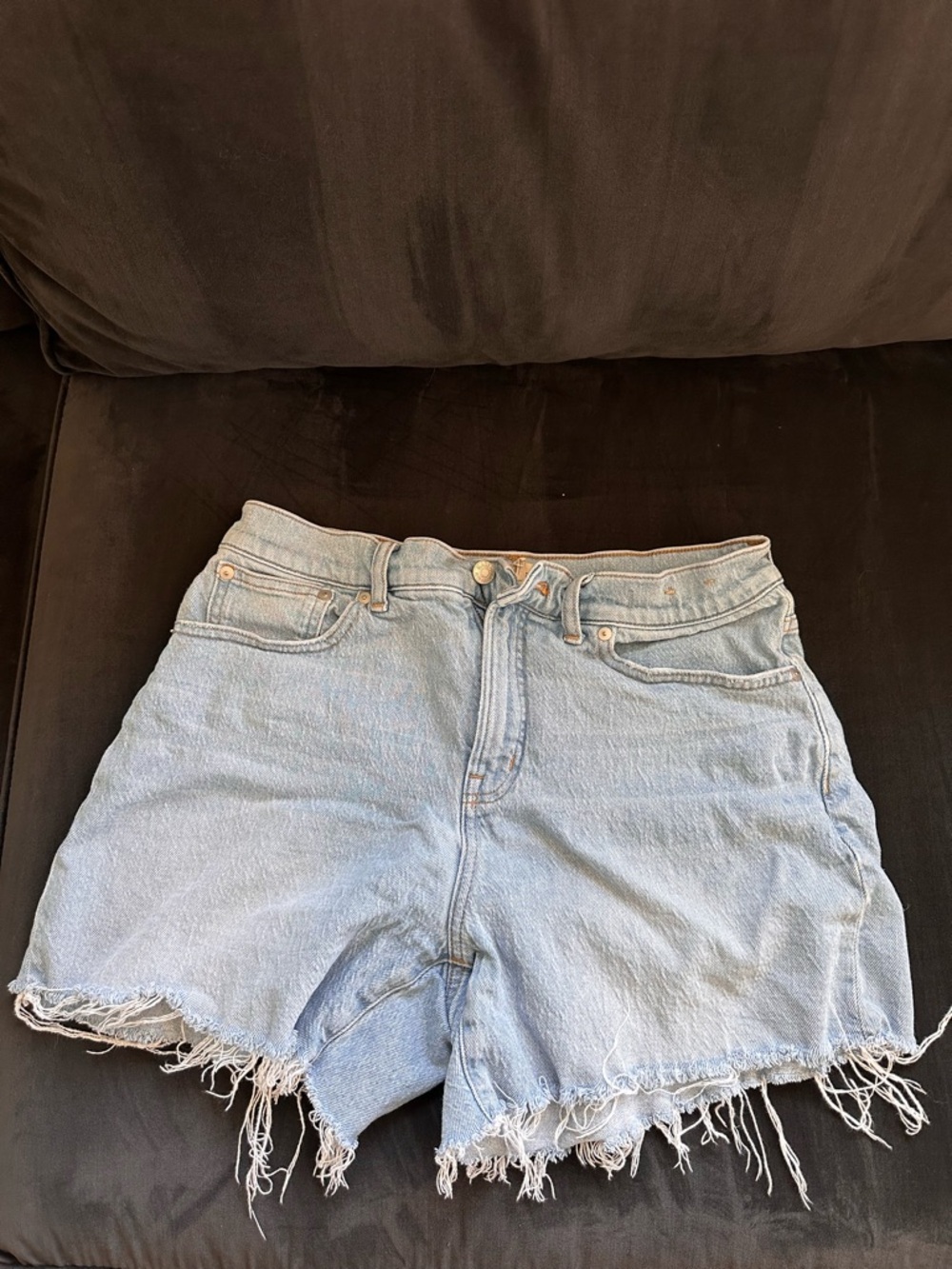 Madewell Light Blue Distressed Denim Cutoff Shorts